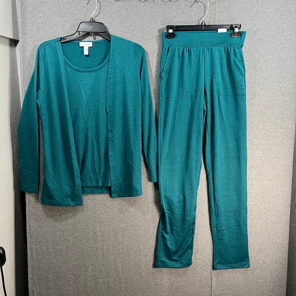 Sport Savvy Regular Heathered Soft Jersey Cardigan- Tank & Pant Green, XX-Small